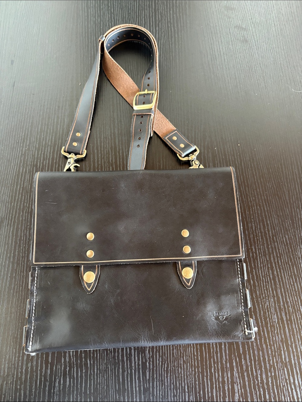 Da Luca Leather Black Crossbody Bag with Adjustable Strap